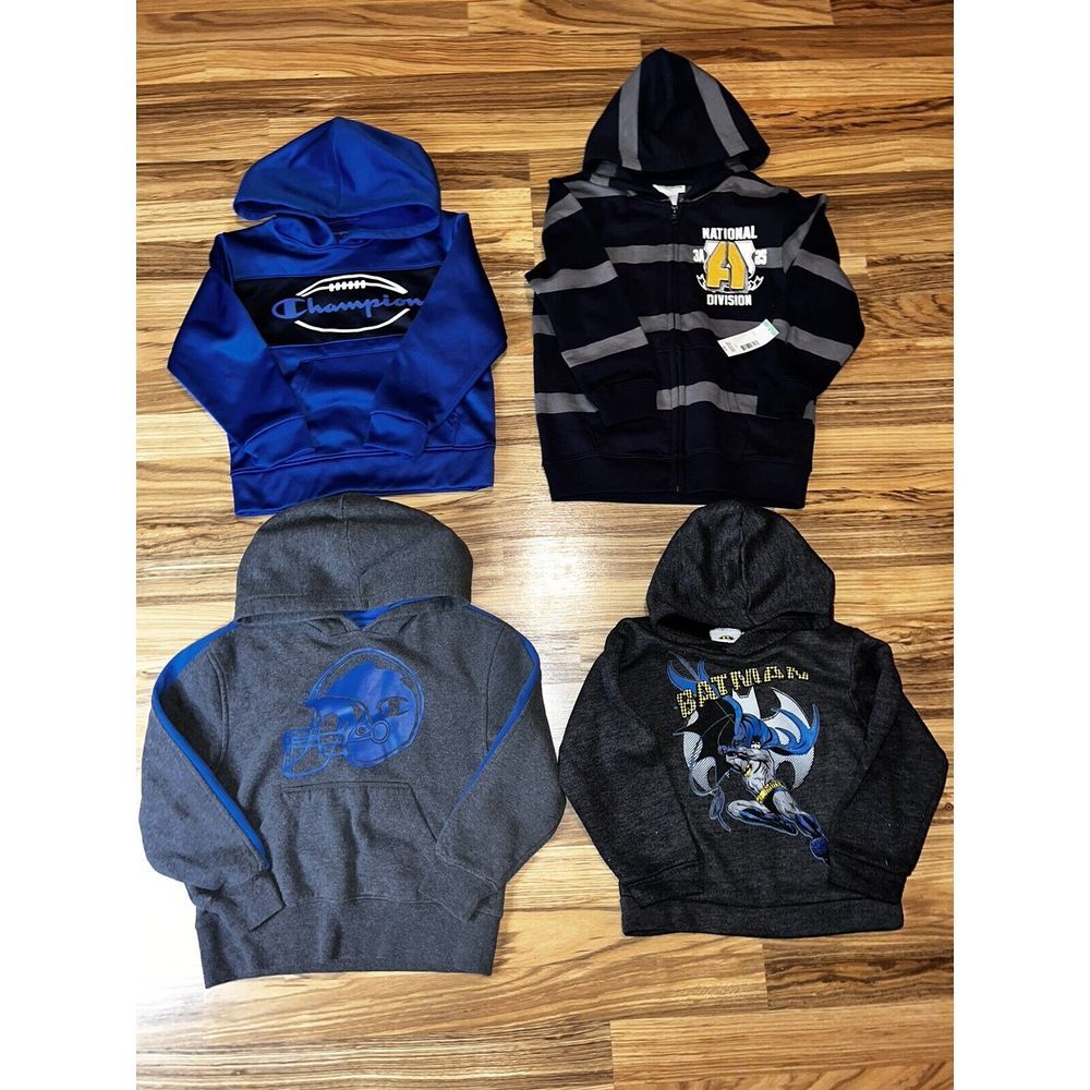 Champion Batman Toughskins Boys Hoodie Hooded Sweatshirt Sz 5/6 Lot Of‎ 4